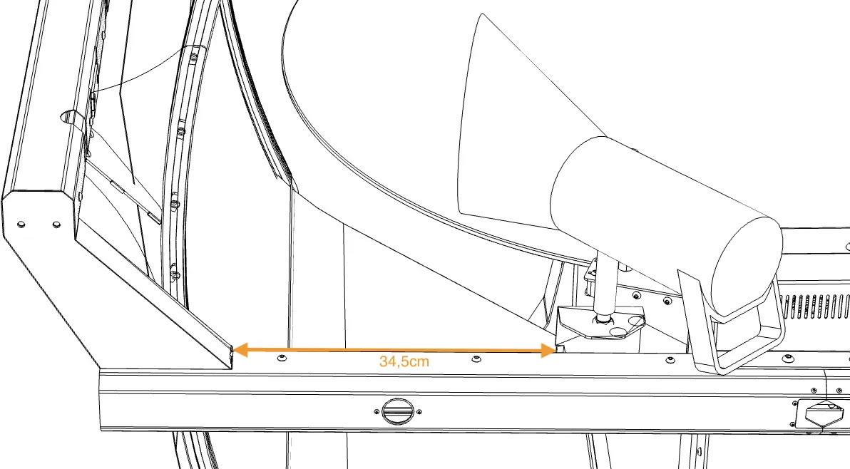Background light mount, 34.5 cm from the start of the background mount