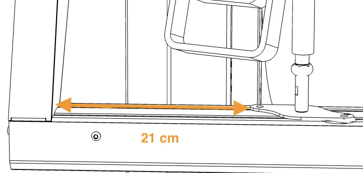 Front light mount, 21 cm from the start of the arm (front left light)