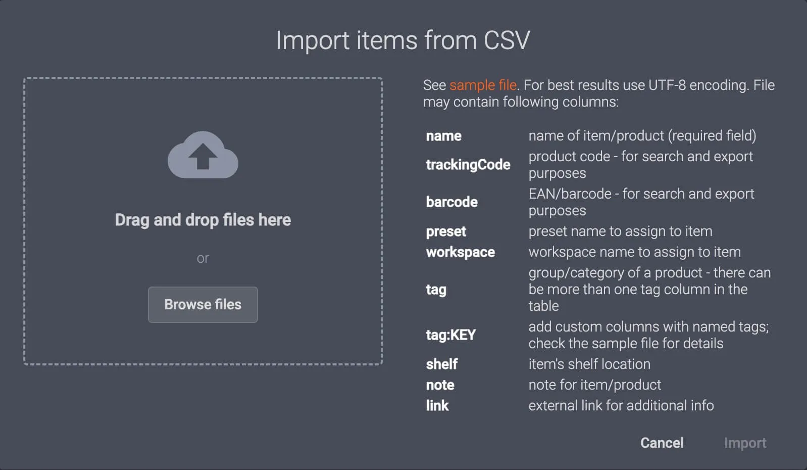 Importáljon elemeket és teljes felvételi listákat PhotoRobot vezérlőkbe CSV-fájlon keresztül.