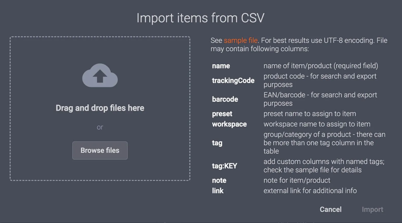 Voer items vanaf CSV in