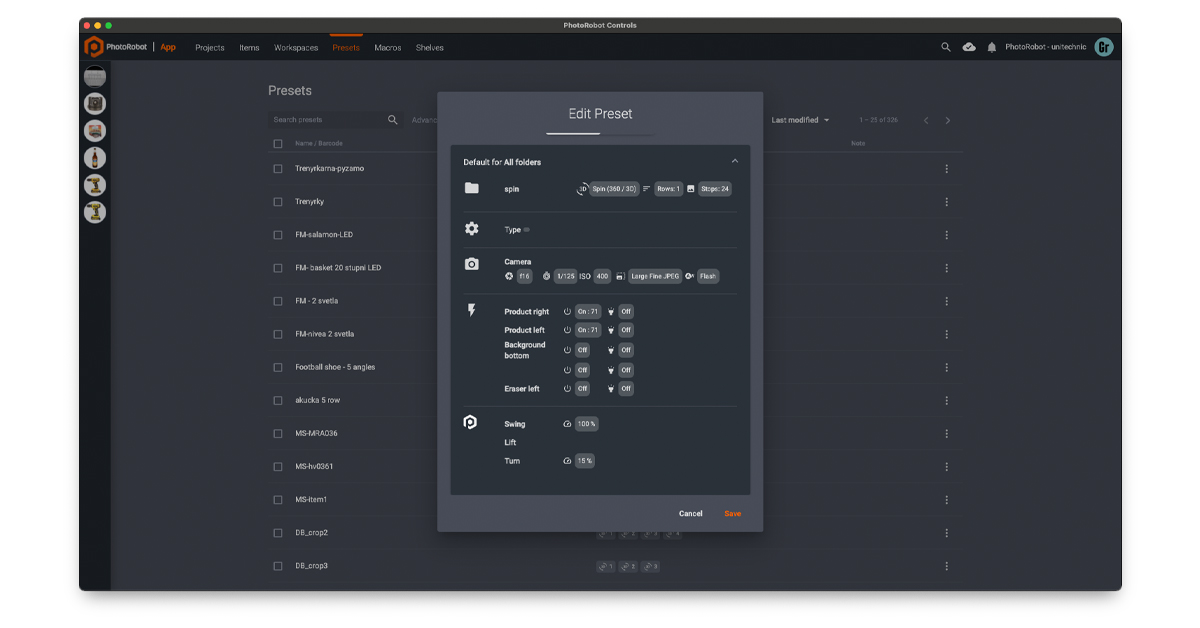 Gosodiadau meddalwedd ffurfweddu automate image capture