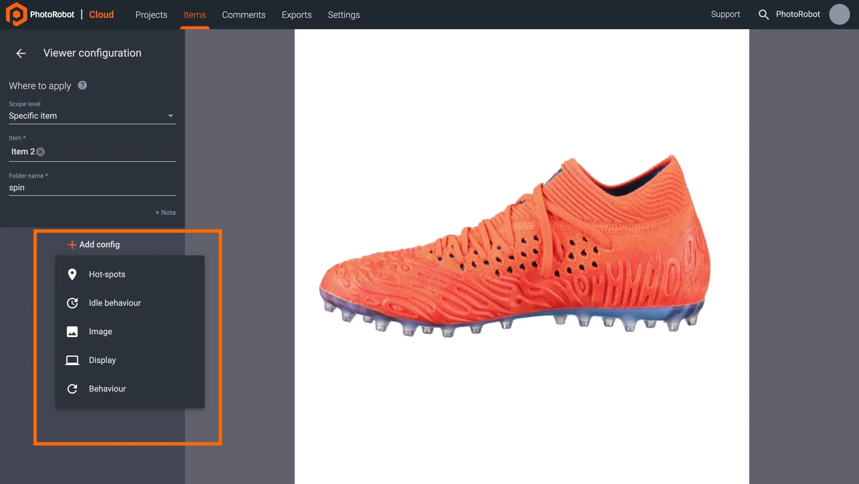 PhotoRobot Dewisiadau Consig Viewer