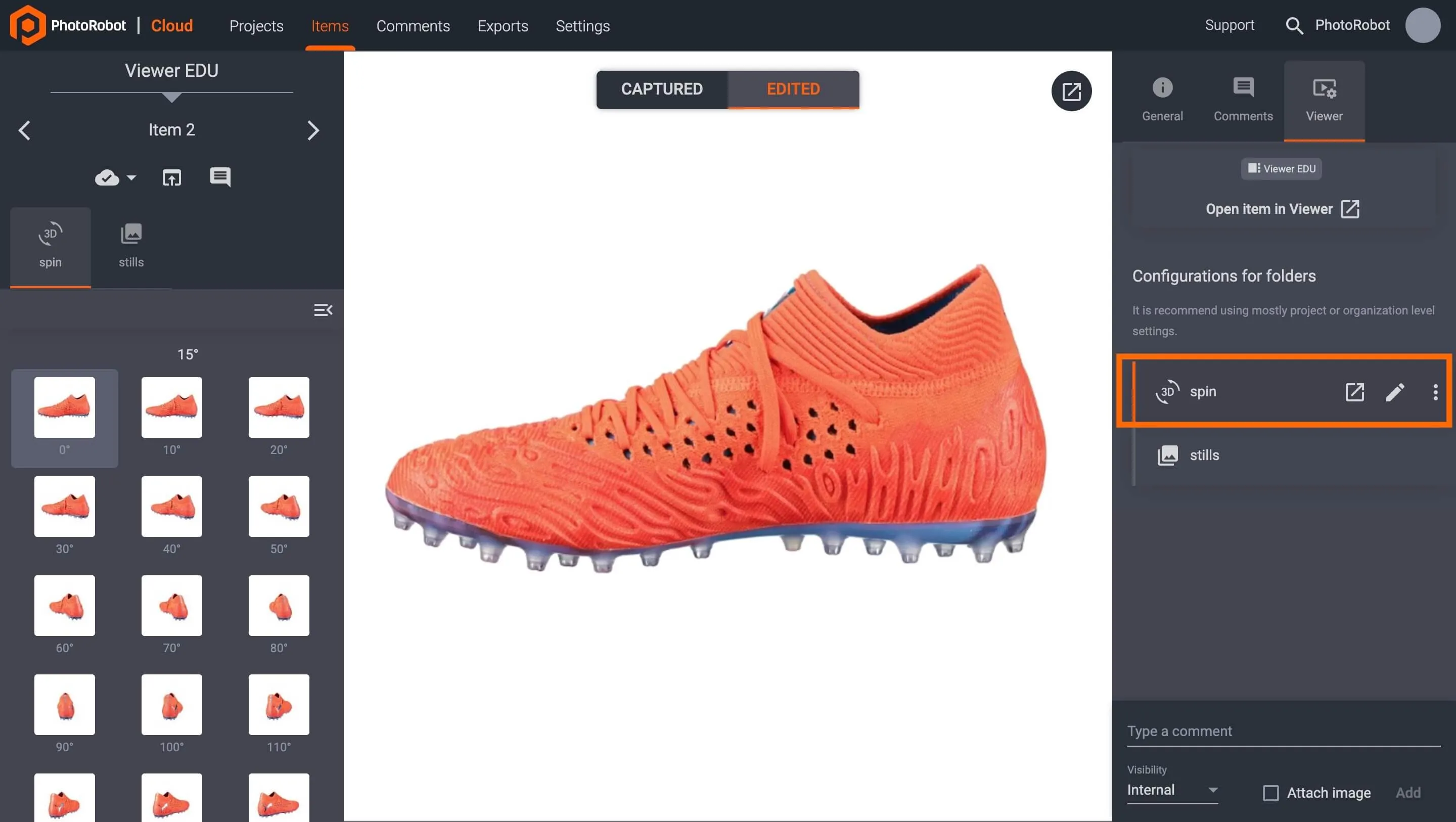 PhotoRobot ffurfweddiadau ffolder Viewer