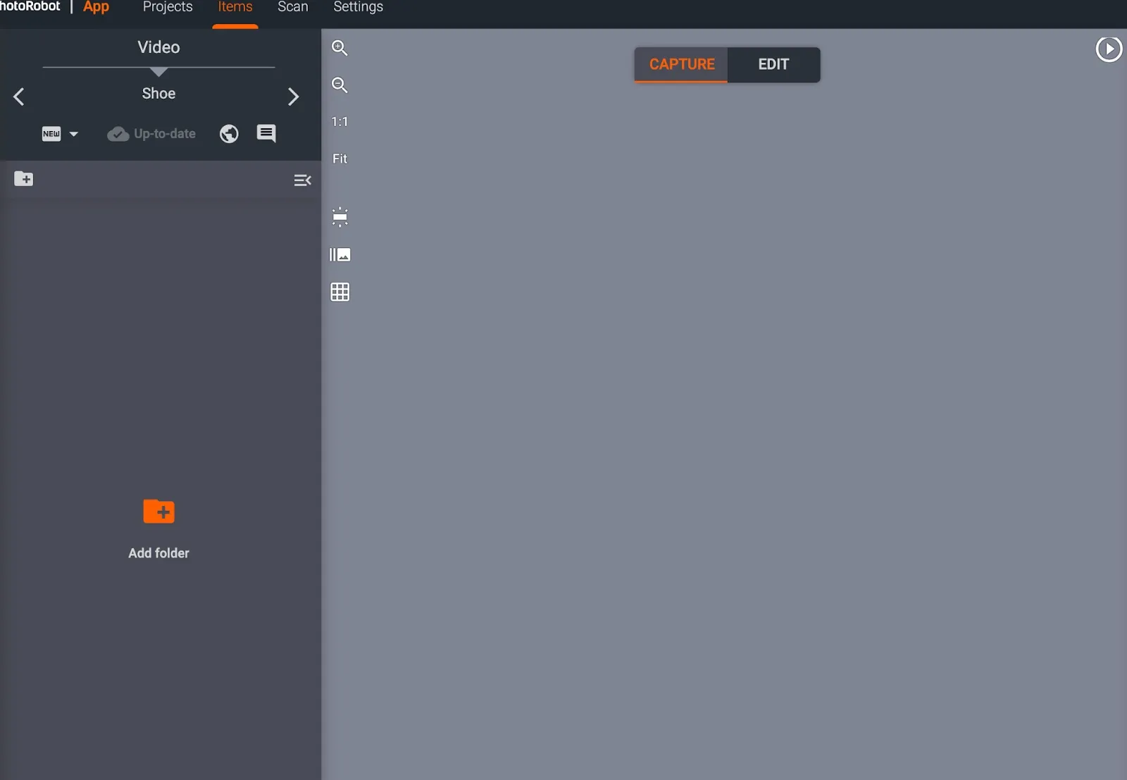 Los usuarios pueden agregar nuevas carpetas y cambiar los nombres de las carpetas en la aplicación PhotoRobot Controls.