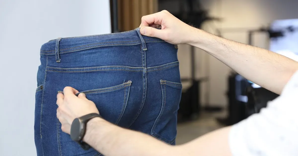 Begradigung der Rückseite einer Jeans.