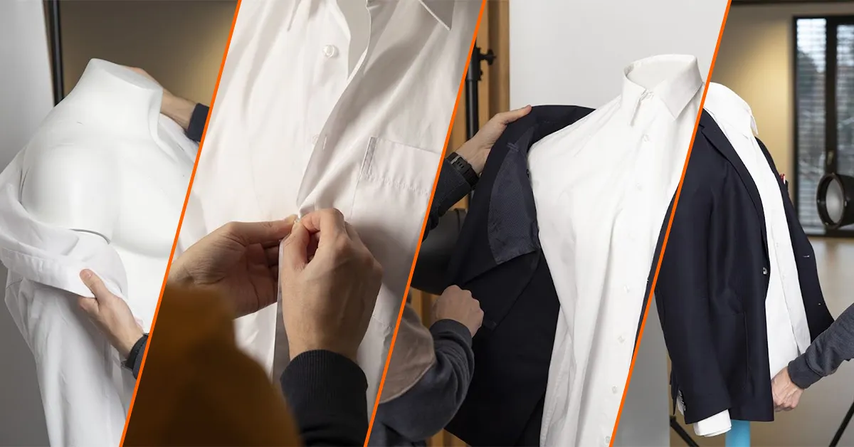 造型师服装人体模特,穿着衬衫和西装外套。