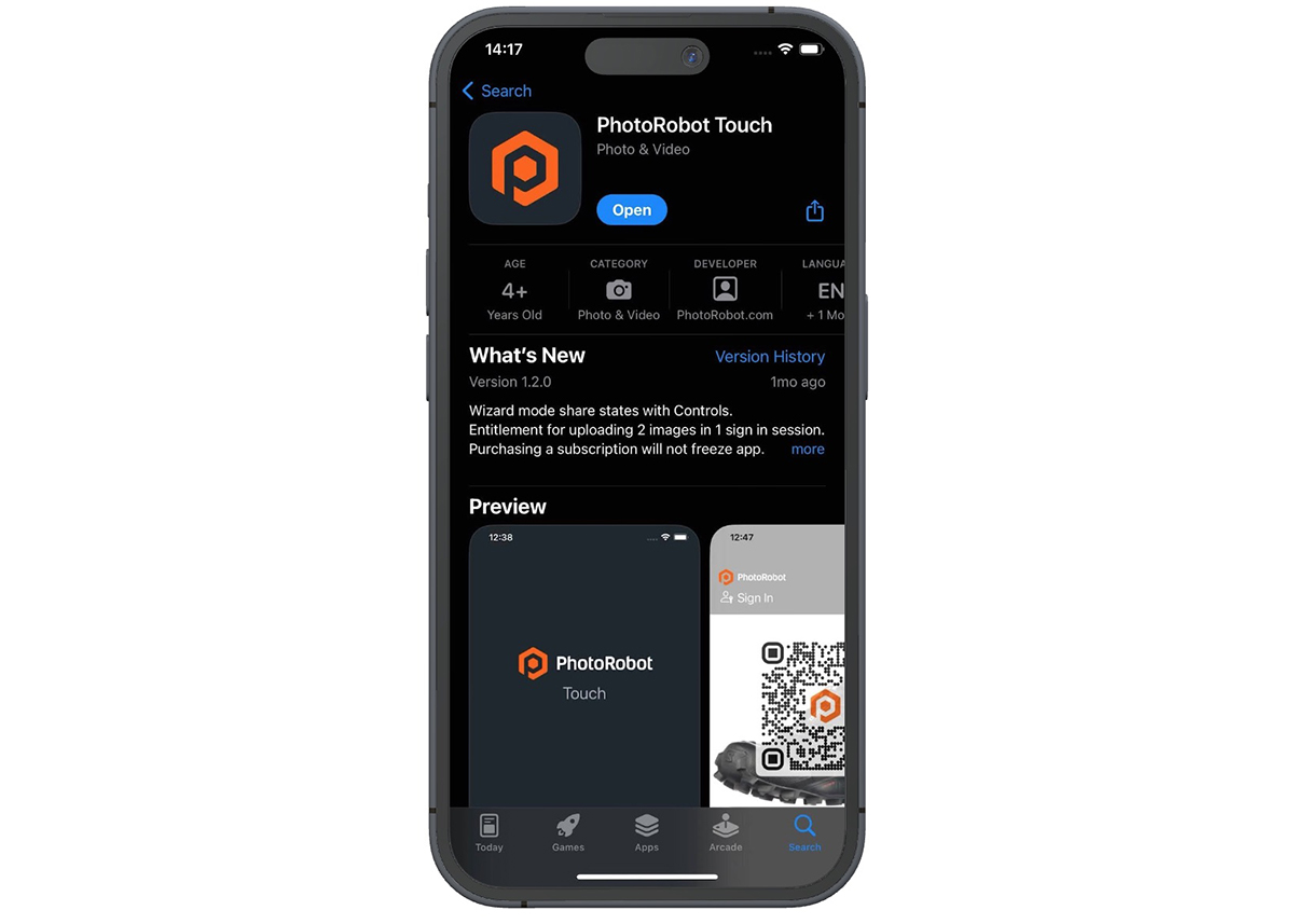 "PhotoRobot Touch" programą, skirtą "iPhone" produktų fotografavimui, galima atsisiųsti iš programų parduotuvės.