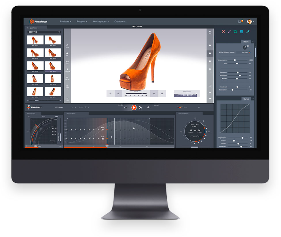 Brugergrænseflade til 3D-fotograferingssoftware.