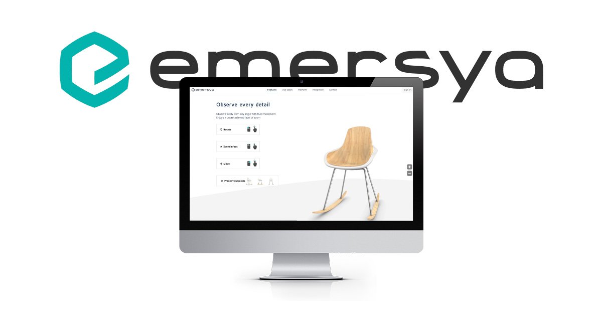 Emersya 3D-konfigurator brugergrænseflade produktside.