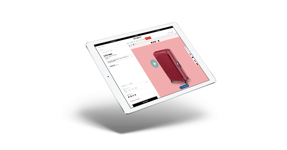Visning af Samsonite bagage i 3D indvendigt og ude