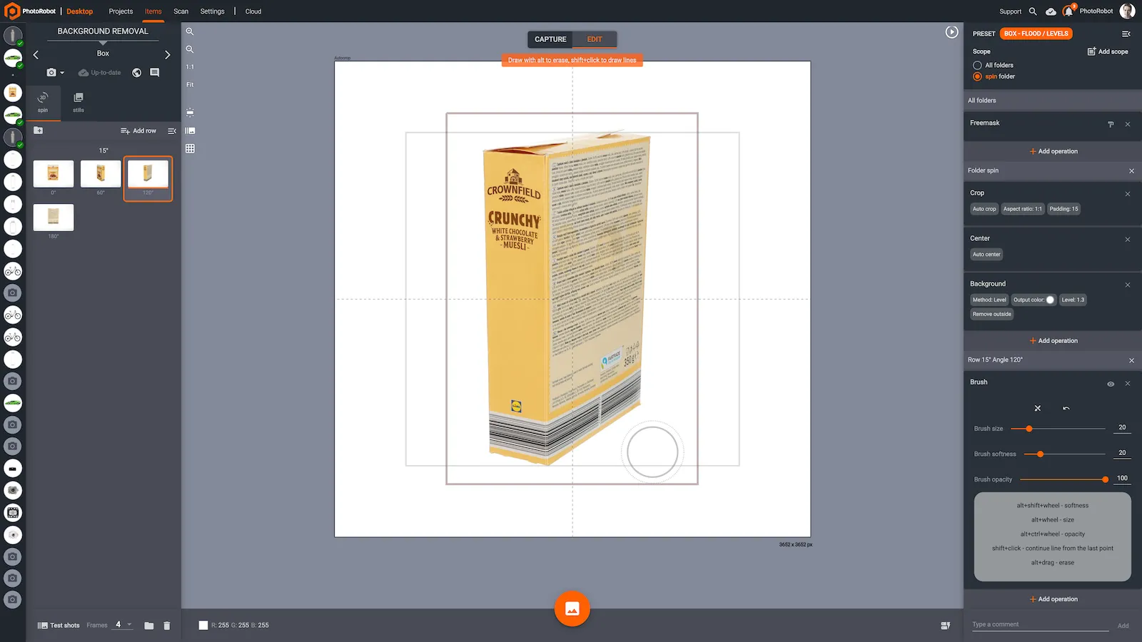 Brush or erase to optimize the image background.