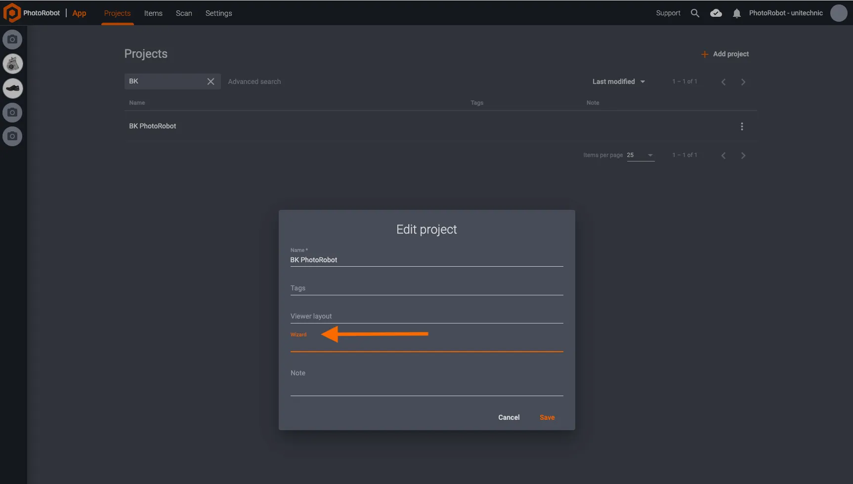 Assenja PhotoRobot Assistent għall-Proġett