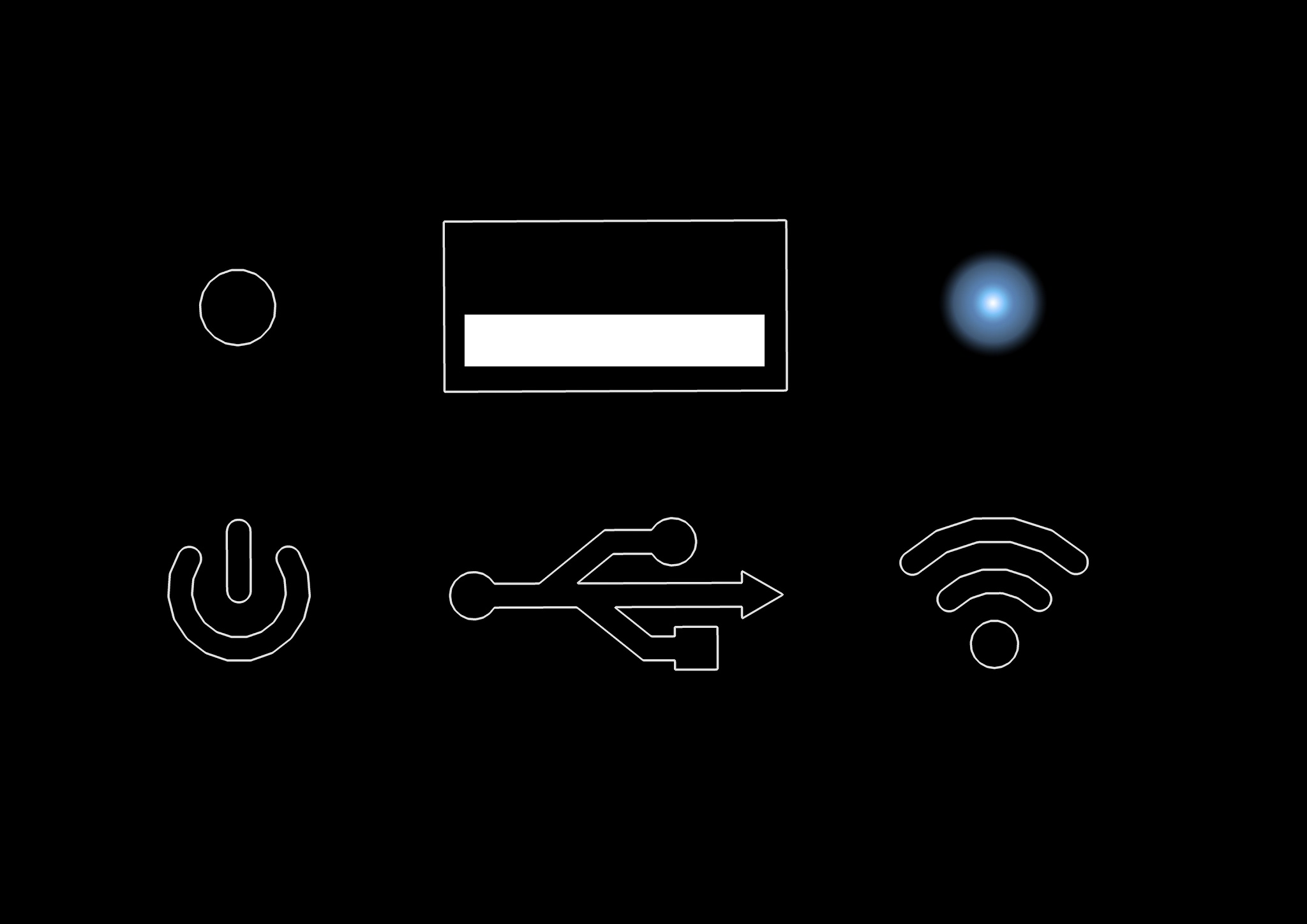 golau glas ymlaen - Wi-Fi wedi'i gysylltu